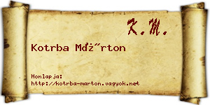 Kotrba Márton névjegykártya